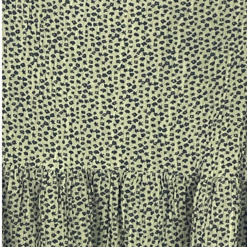 LOFT Women Green Leopard Peplum Medium Puff Sleeve Square Neck Animal Print Top - Picture 6 of 11